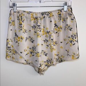 J. Crew High Waist Floral Cream and Yellow Shorts